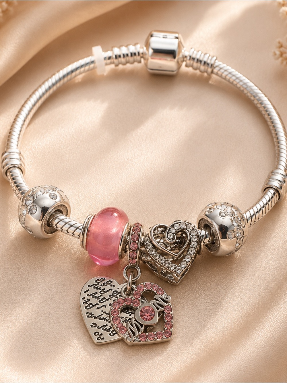 15 Pink Mom Love Charm Bracelet 💕✨